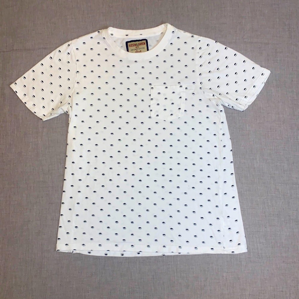 Hudson & Barrow NYC White Pattern Tee Small
